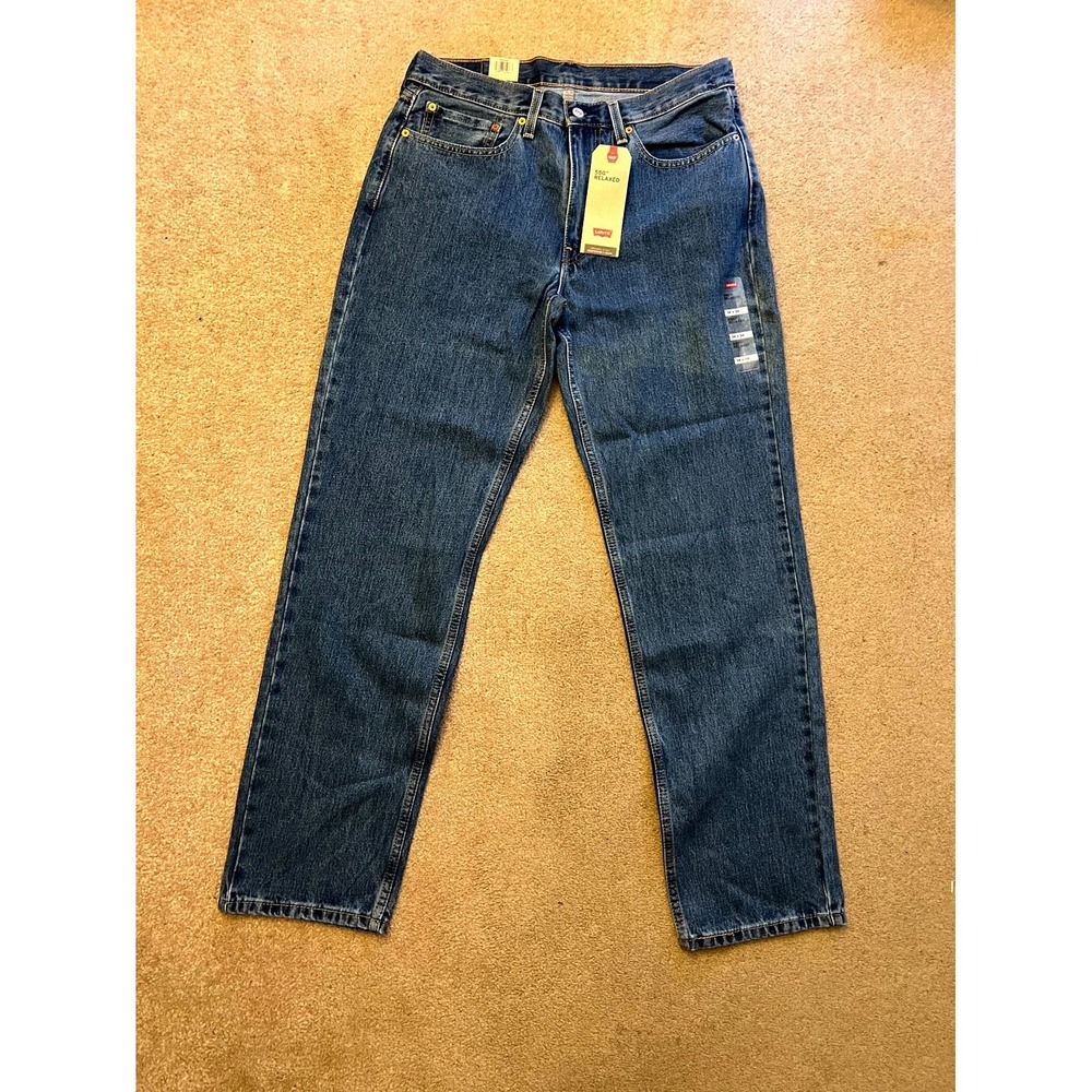 Levi's 550 Jeans Mens 34x34 Blue Denim Relaxed Fit Red Tab Tapered Leg Americana